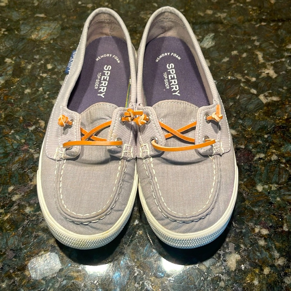 Sperry Top Sider gray linen shoes size 7